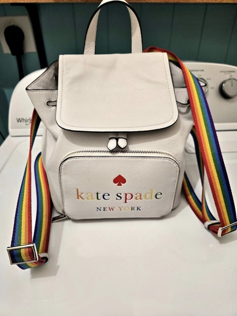 Kate Spade Chelsea Pride Convertible Backpack White Rainbow